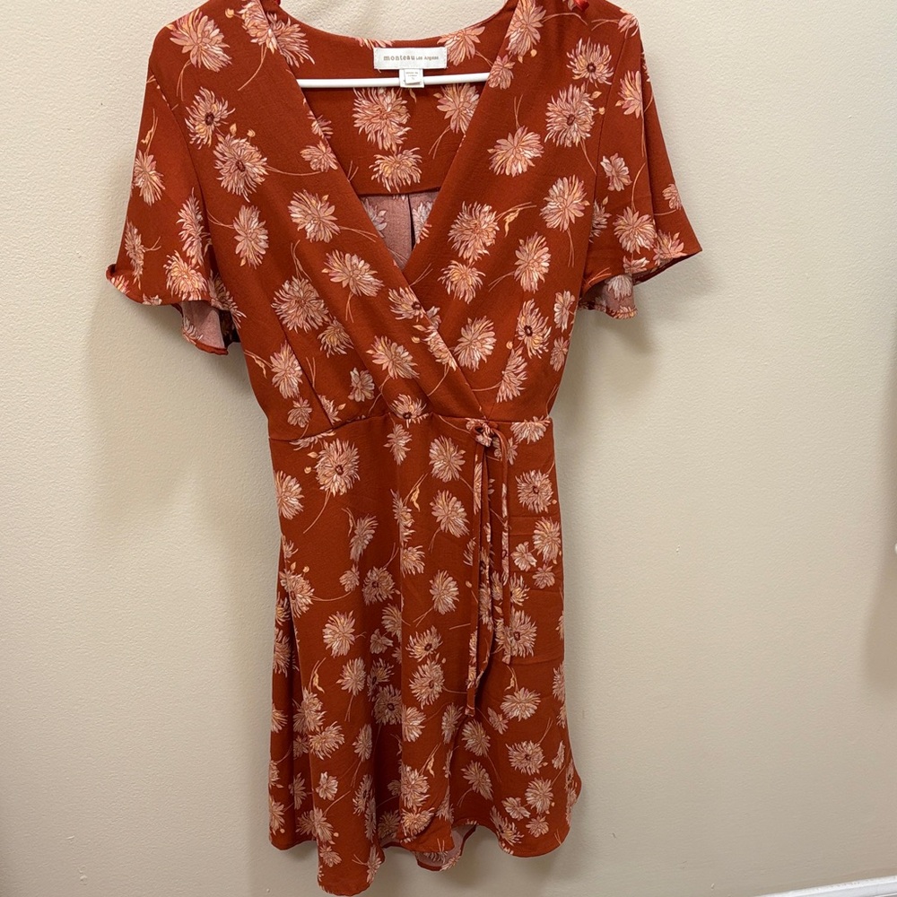 Monteau Terracotta Floral Mini Dress